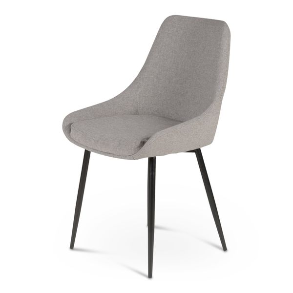 Chaise en tissu gris clair et pieds métal BARI