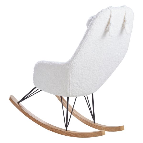 Rocking-chair scandinave effet laine mohair blanc Evy