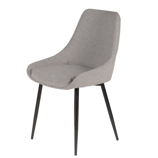 Chaise en tissu gris clair et pieds métal BARI
