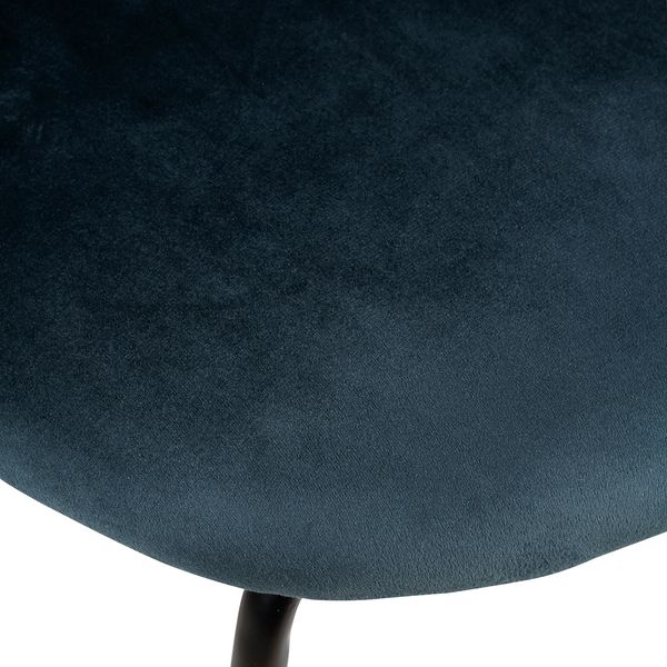 Chaise snack velours gris bleu pieds métal noir YATA