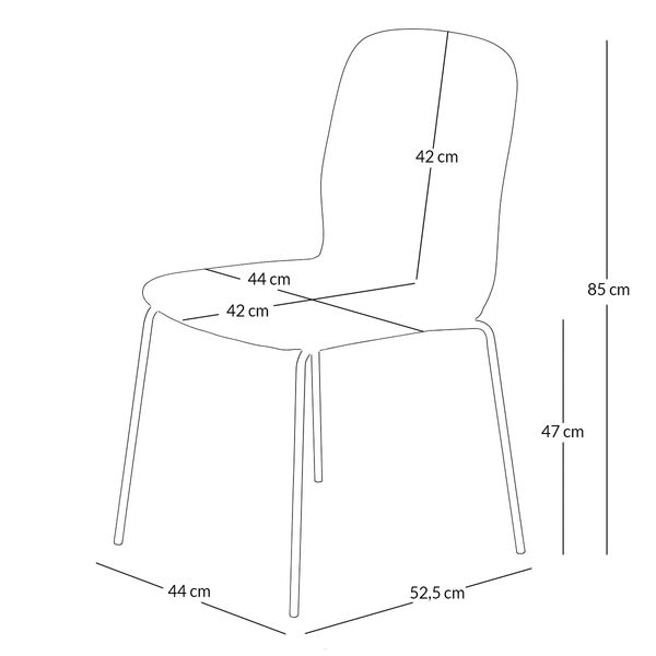 Chaise tissu gris clair piètement métal SENSE