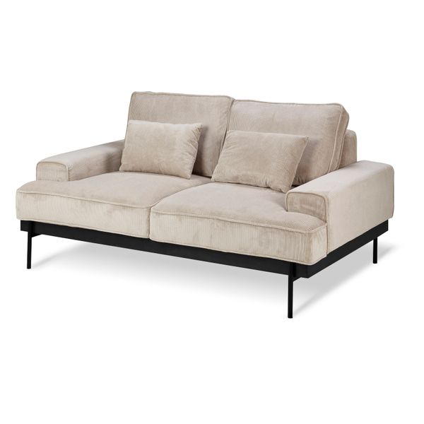Canapé 2 places velours cotelé beige Yoko