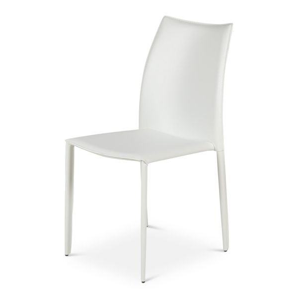Chaise de repas cuir blanc Solène