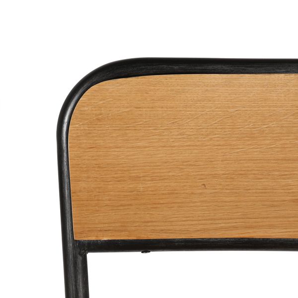 Chaise plan de travail chêne et métal brossé Skhol