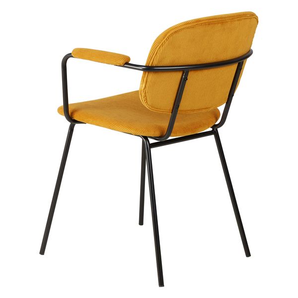 Chaise accoudoirs velours côtelé jaune curry Aston
