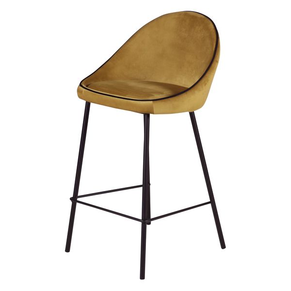 Chaise plan de travail design velours ocre h 65cm Maya