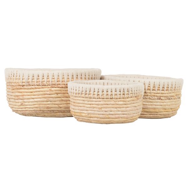 Paniers ronds en tressage Abaca et corde Rop (set de 3)