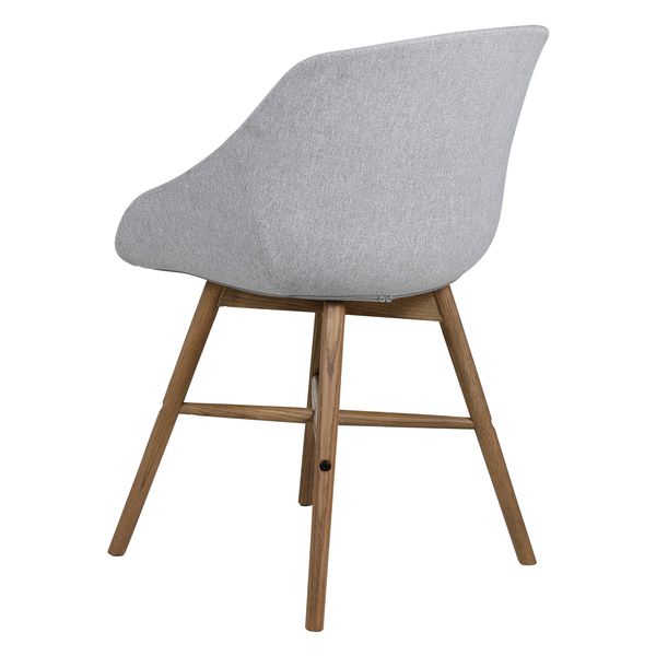 Chaise repas tissu gris clair pieds chêne foncé Jeff