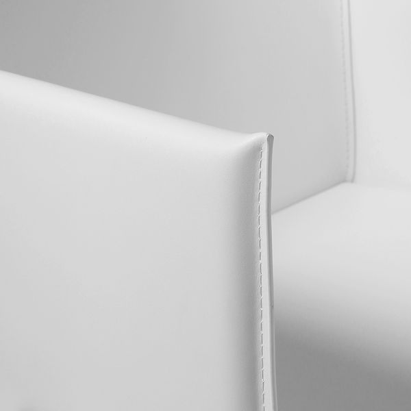 Chaise accoudoirs cuir blanc Solène