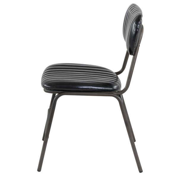 Chaise imitation cuir noir et métal brut MARIUS