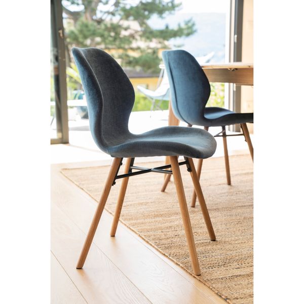 Chaise en tissu soft touch bleu foncé KERI