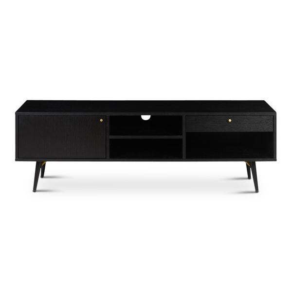 Meuble TV 160 cm plaqué chêne noir Verona