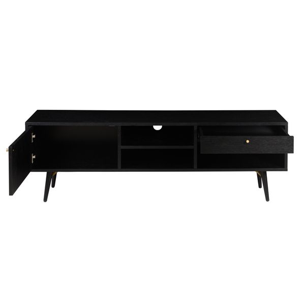 Meuble TV 160 cm plaqué chêne noir Verona