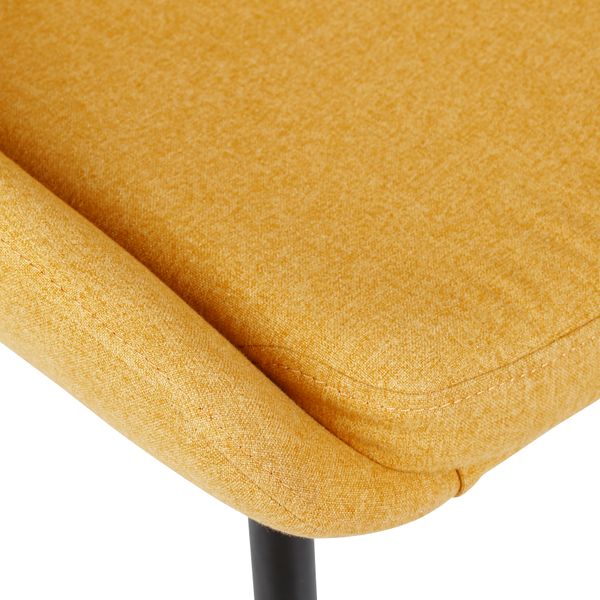 Chaise tissu jaune moutarde piètement métal noir BARI