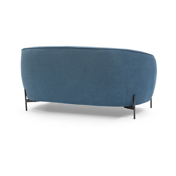 Canapé 2 places tissu bleu foncé pieds noirs Moon