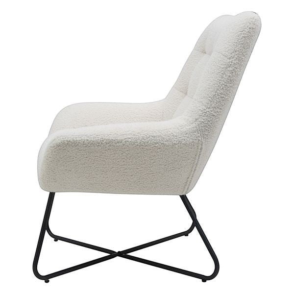 Fauteuil tissu effet laine bouclée blanc Kami