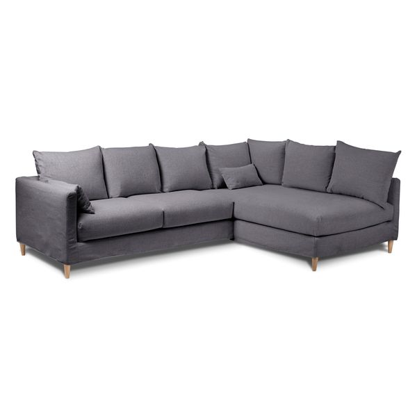 Canapé d'angle tissu recyclé anthracite - Angle droit Figari