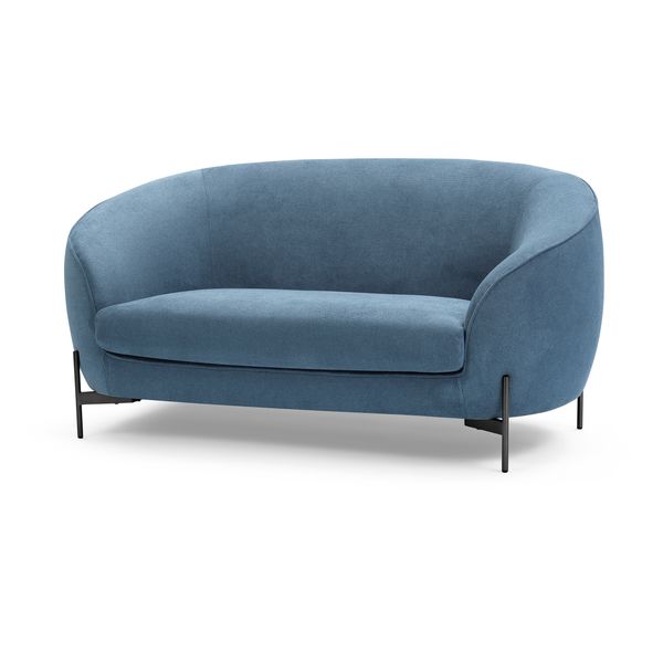 Canapé 2 places tissu bleu foncé pieds noirs Moon