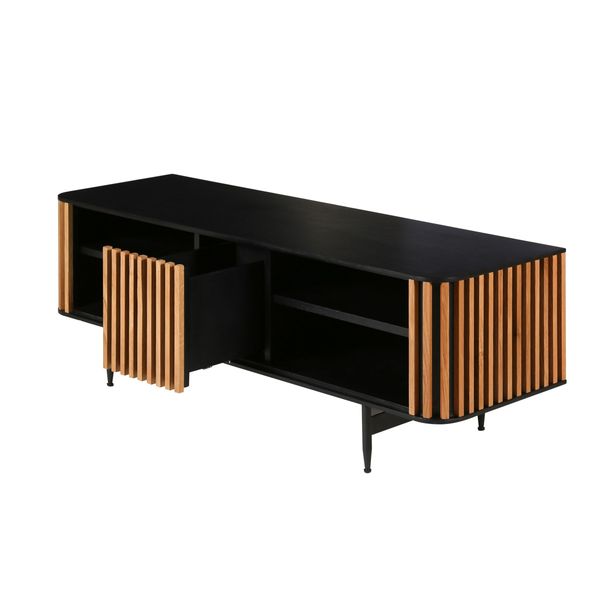 Meuble Tv 130 cm 4 niches plaqué chêne Linea