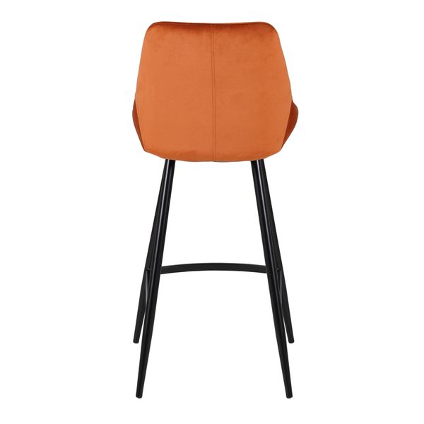 Chaise de bar velours cognac piètement métal noir h75 BARI