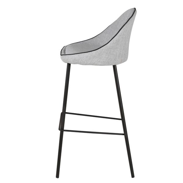 Chaise plan de travail design tissu gris clair surpiqué noir h 65cm Maya