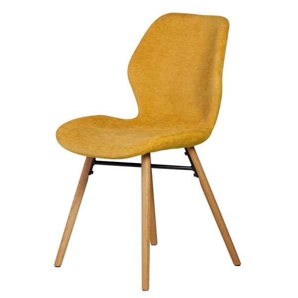 Chaise en tissu soft touch moutarde KERI