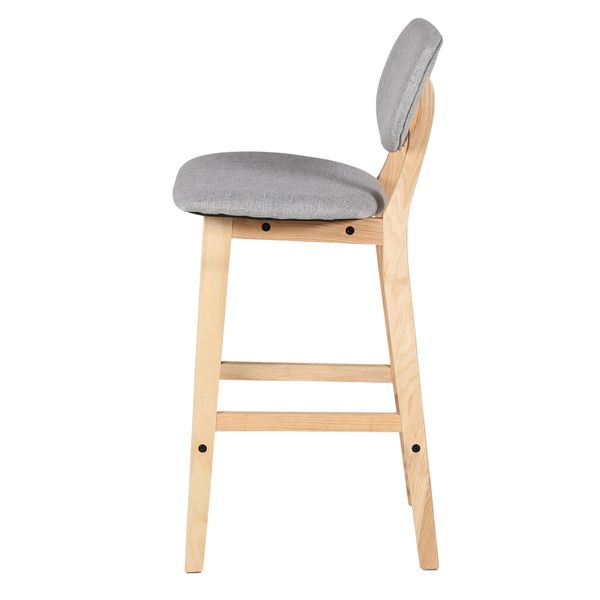 Chaise plan de travail  bandeau tissu gris et pieds chêne Hana