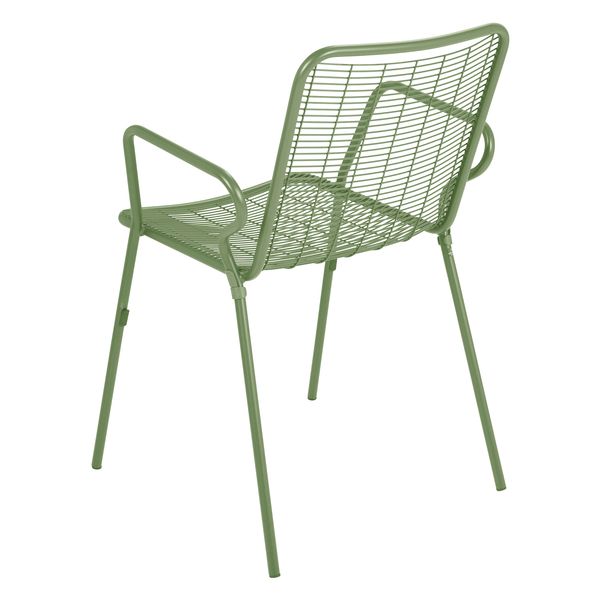 Chaise accoudoirs extérieur métal vert amande ROMA