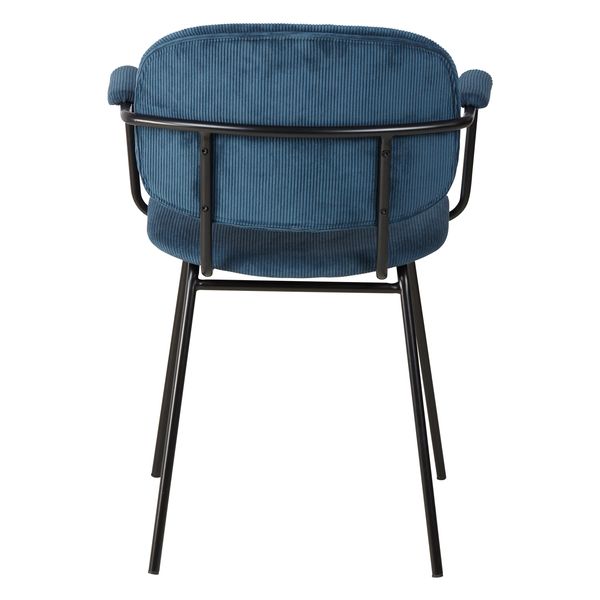 Chaise accoudoirs velours côtelé bleu foncé Aston