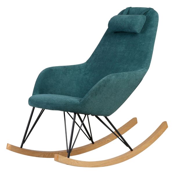 Rocking-chair scandinave tissu vert canard Evy