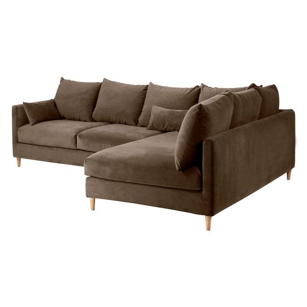 Canapé d'angle velours taupe - Angle droit Figari