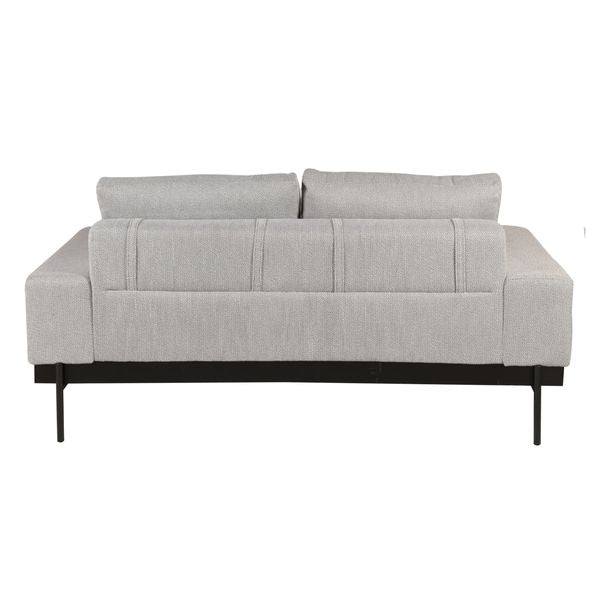 Canapé 2 places tissu gris design et pieds métal noir mat Yoko