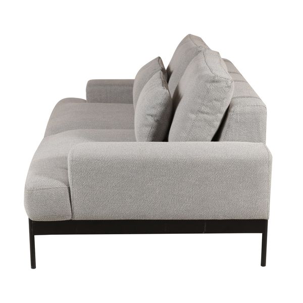 Canapé 2 places tissu gris design et pieds métal noir mat Yoko