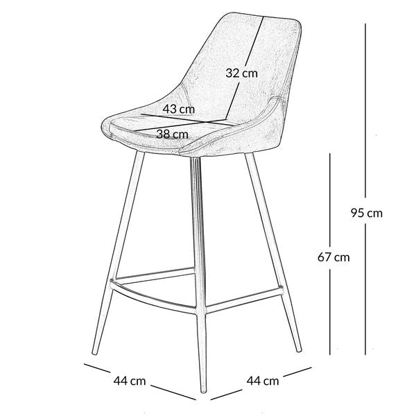 Chaise plan de travail daim gris foncé piètement métal BARI