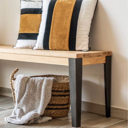 Banc chêne naturel et métal 170 cm Manhattan