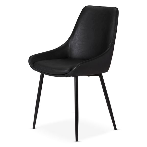 Chaise repas imitation cuir noir BARI