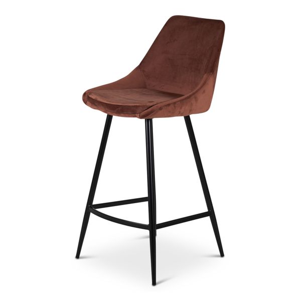 Chaise plan de travail velours marron et pieds métal BARI