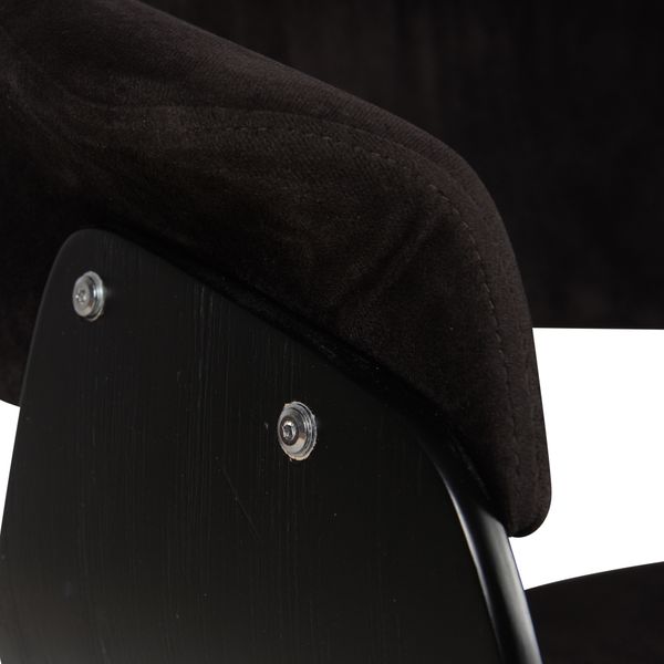 Chaise design accoudoirs velours noir Kyo