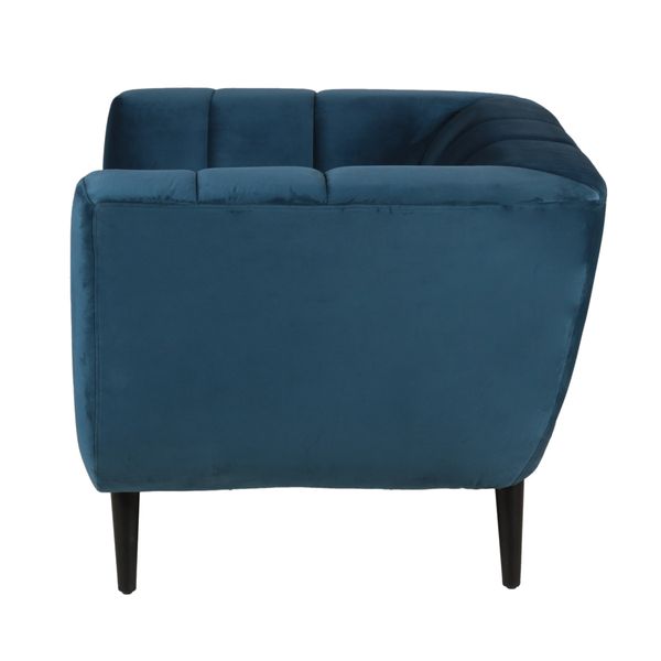 Fauteuil velours bleu capitonné Amaro