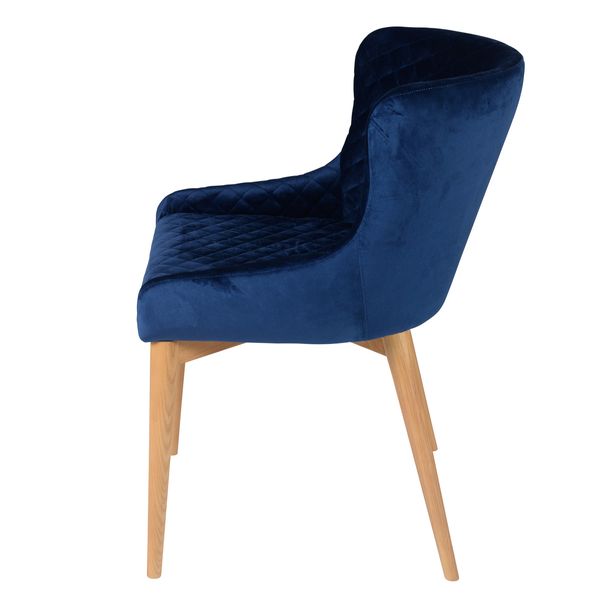 Chaise velours bleu foncé piétement frêne Paris