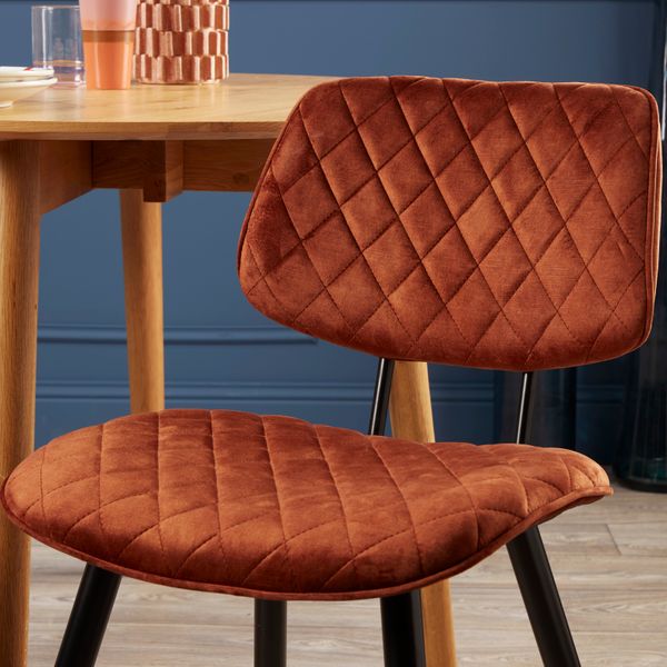 Chaise repas velours cognac LIZZY