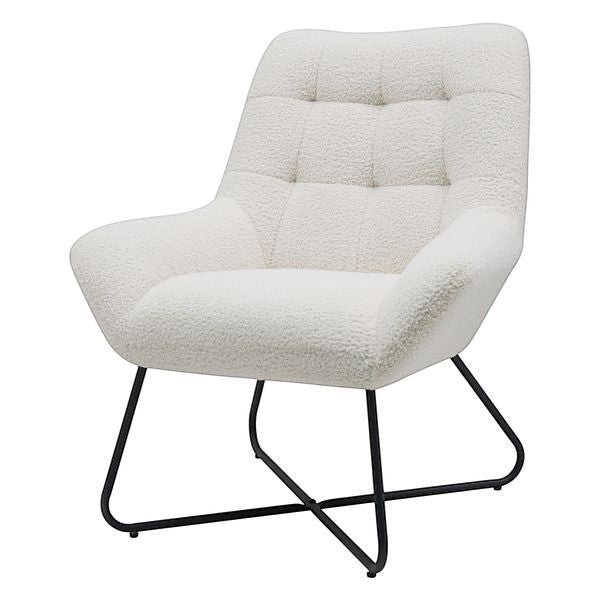 Fauteuil tissu effet laine bouclée blanc Kami