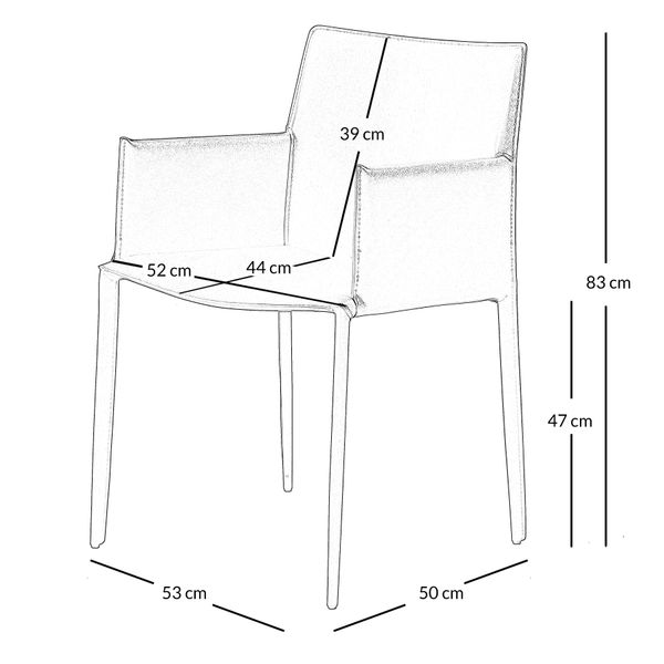 Chaise accoudoirs cuir blanc Solène