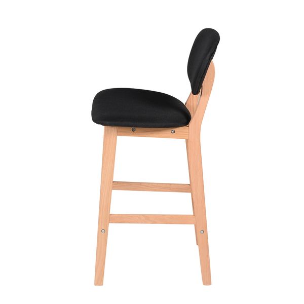 Chaise plan de travail  bandeau en tissu noir et pieds chêne Hana