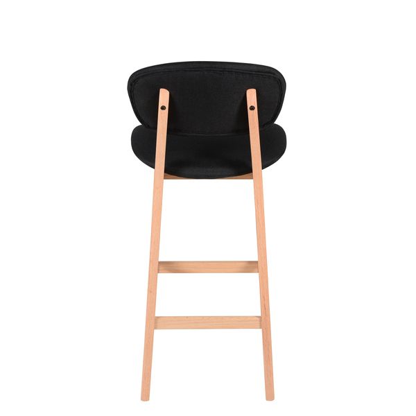 Chaise plan de travail  bandeau en tissu noir et pieds chêne Hana
