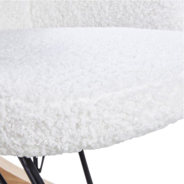 Rocking-chair scandinave effet laine mohair blanc Evy