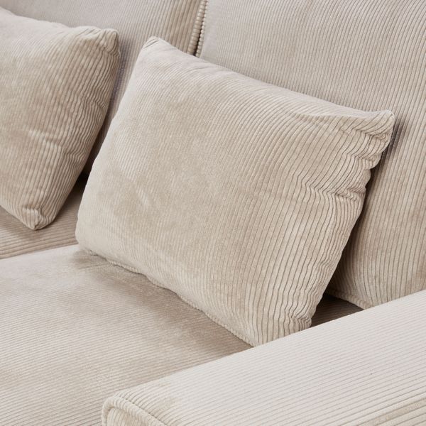 Canapé 2 places velours cotelé beige Yoko