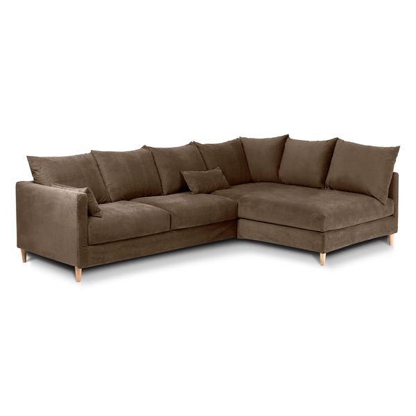 Canapé d'angle velours taupe - Angle droit Figari