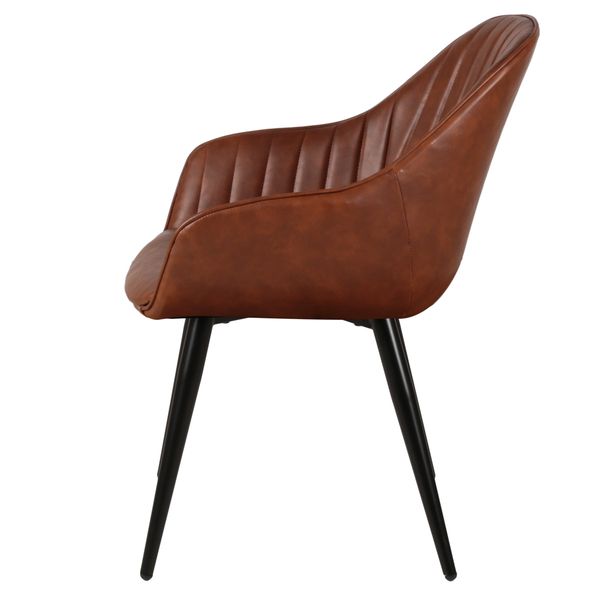 Chaise accoudoirs PU marron piètement métal Bari