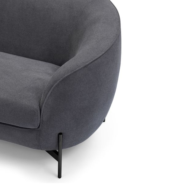 Canapé 2 places tissu anthracite pieds noirs Moon